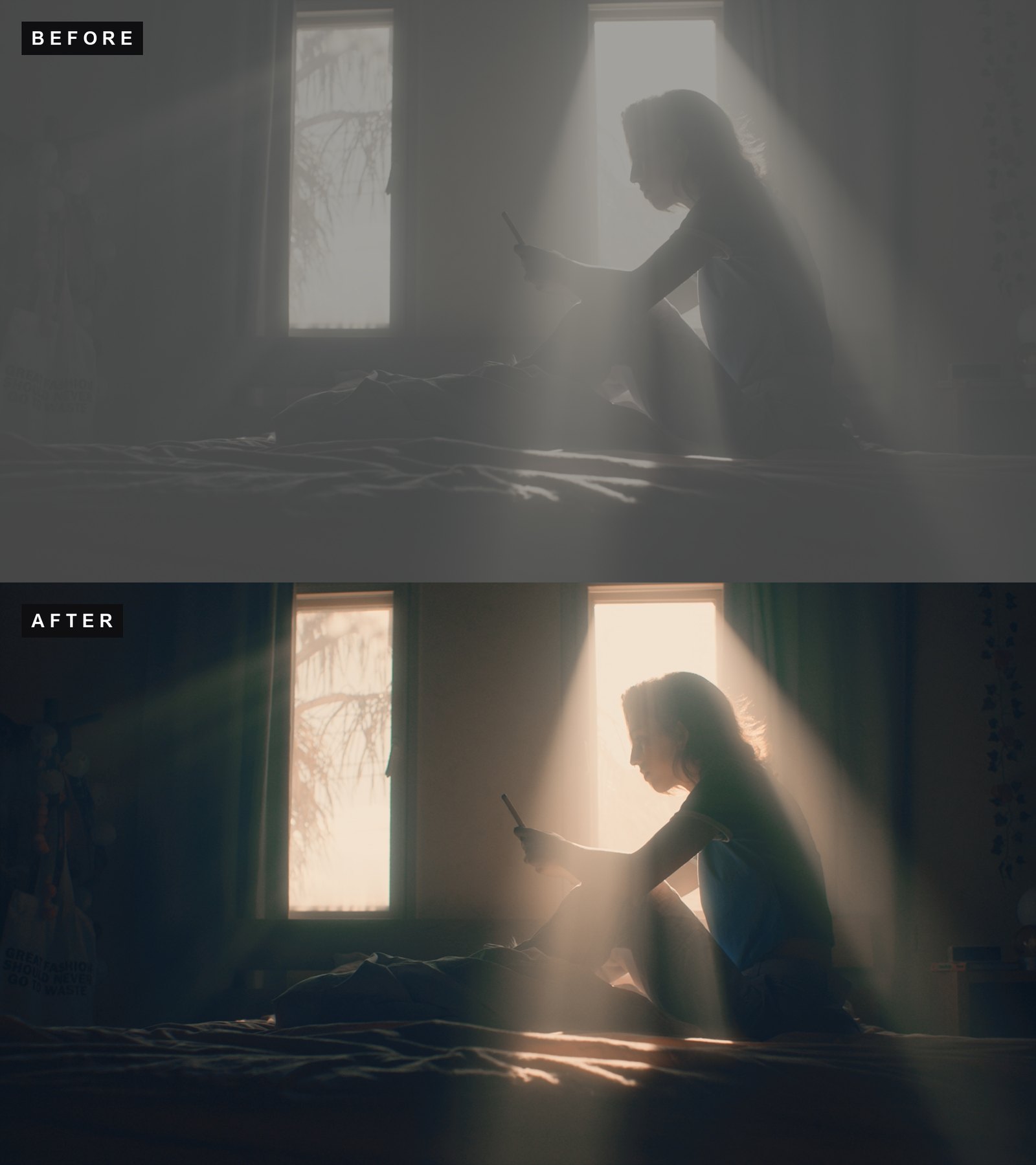 Noir before and after