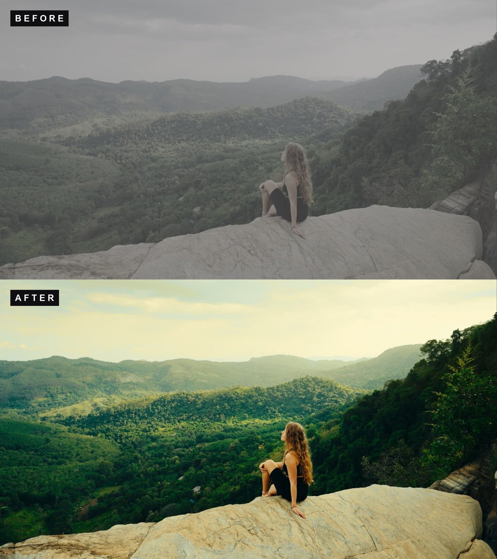 Before and after, valley scene