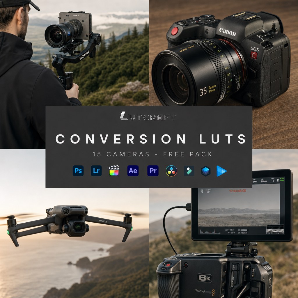 Free conversion LUTs for 15 cameras from Lutcraft